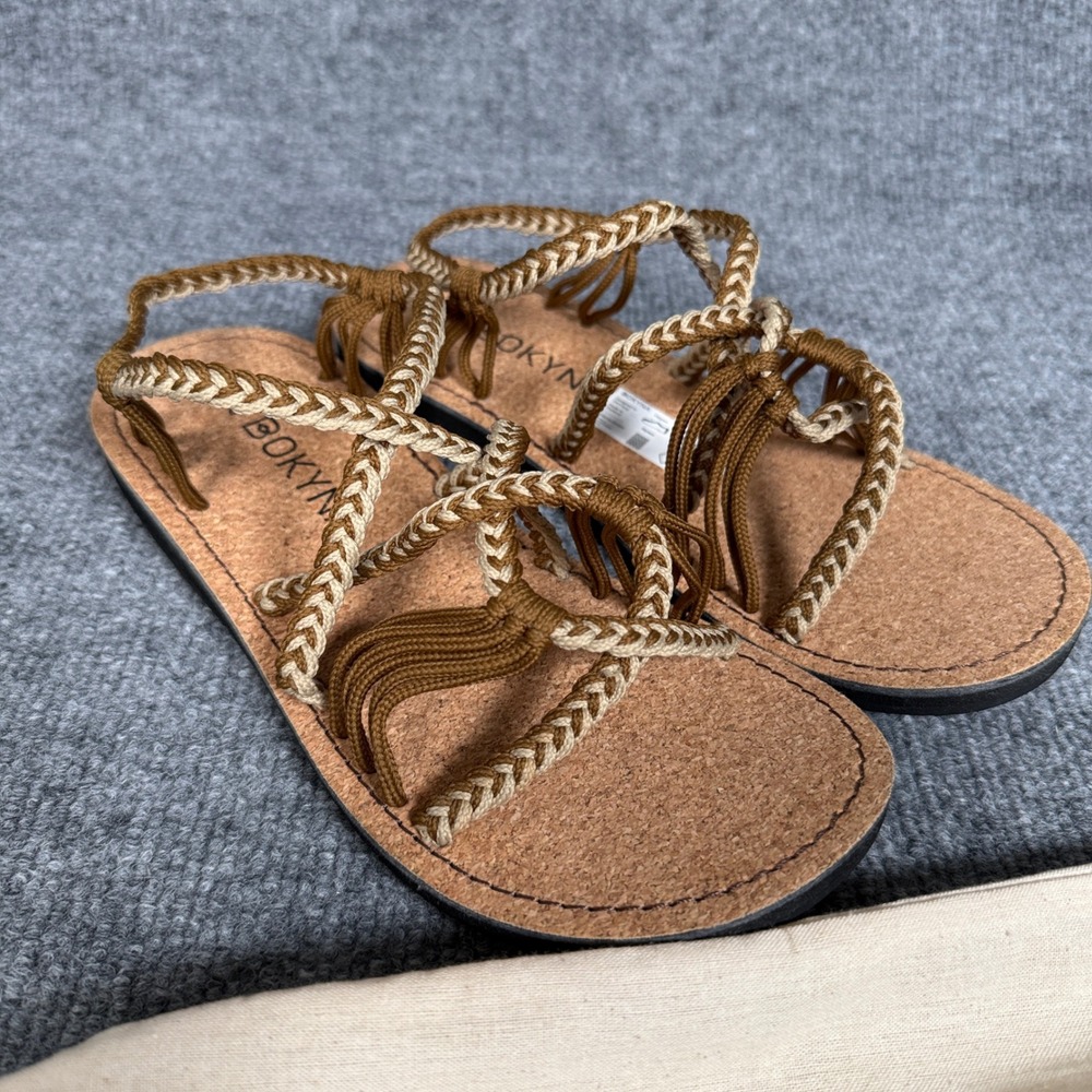 Bokyna Size 6 Sandals Brown Freedom Coffee Cork Braided Straps Barefoot Flexible